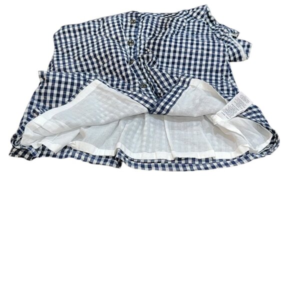 J. Crew Factory V Neck Button Front Navy Gingham Sleeveless Dress 0 Lined - Picture 6 of 9